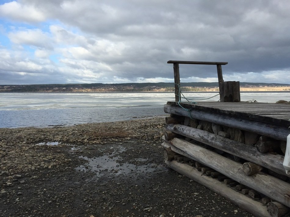 part of an old wooden bridge in Ostersund, Sweden