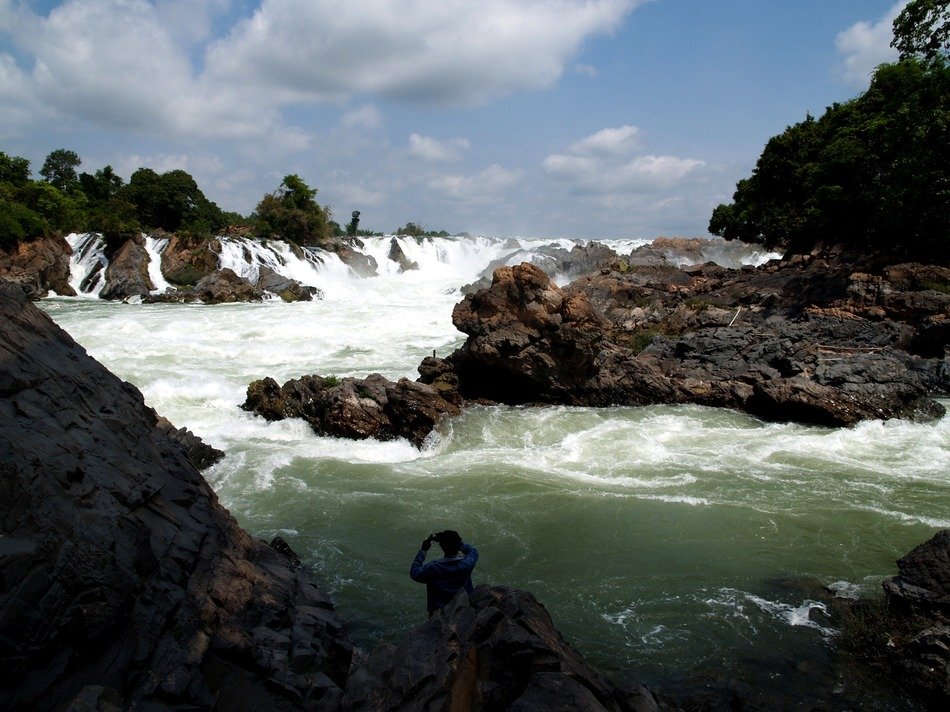 rapid waterfall among the jungle of Laos
