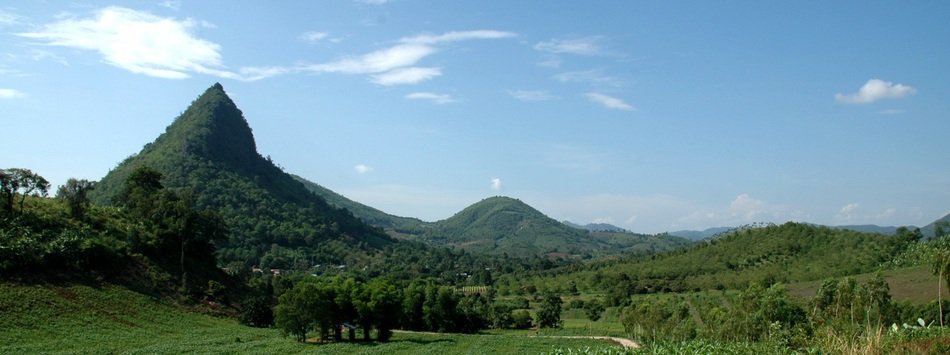 scenic valley at forested mountains, thailand