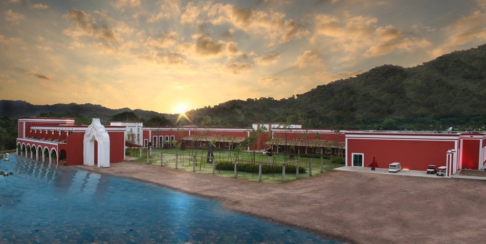 hotel at sunset in the mexican city of san pancho