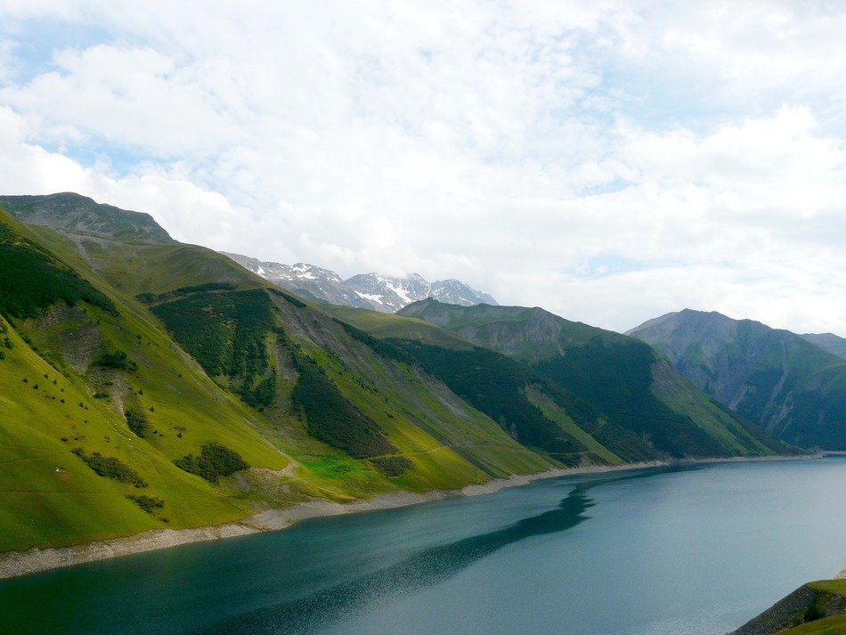 panorama of the river in the alps