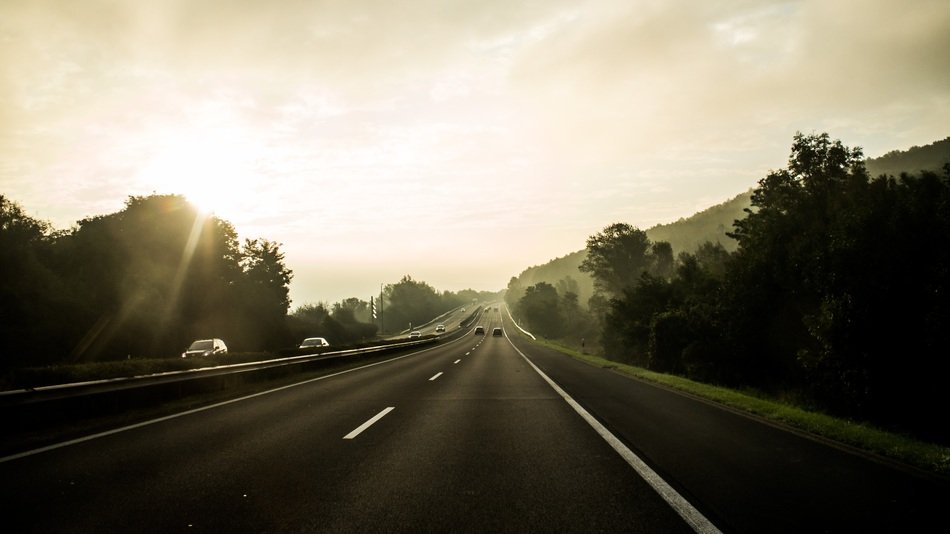 winter sun over highway