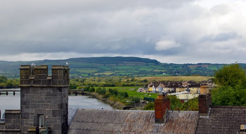 settlement on a background of green mountains in Ireland