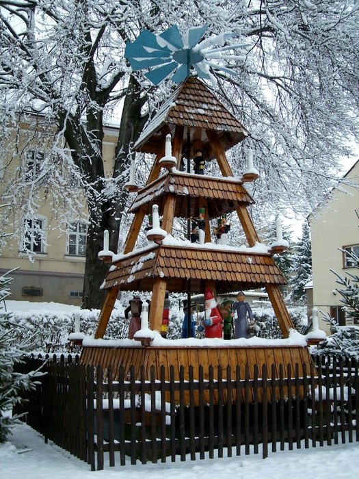 Christmas pyramid on the square