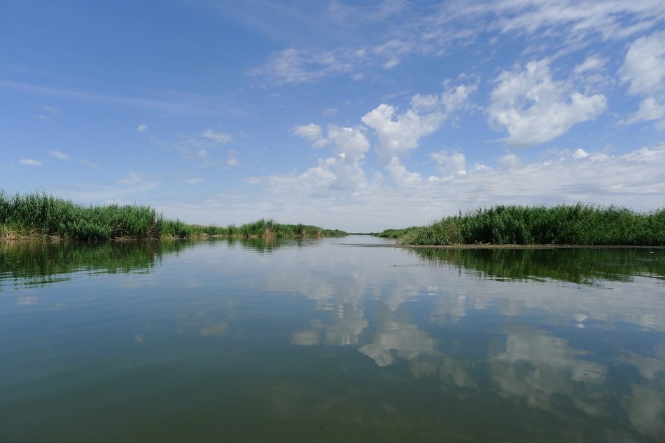 Lake with sky reflection in mongolia