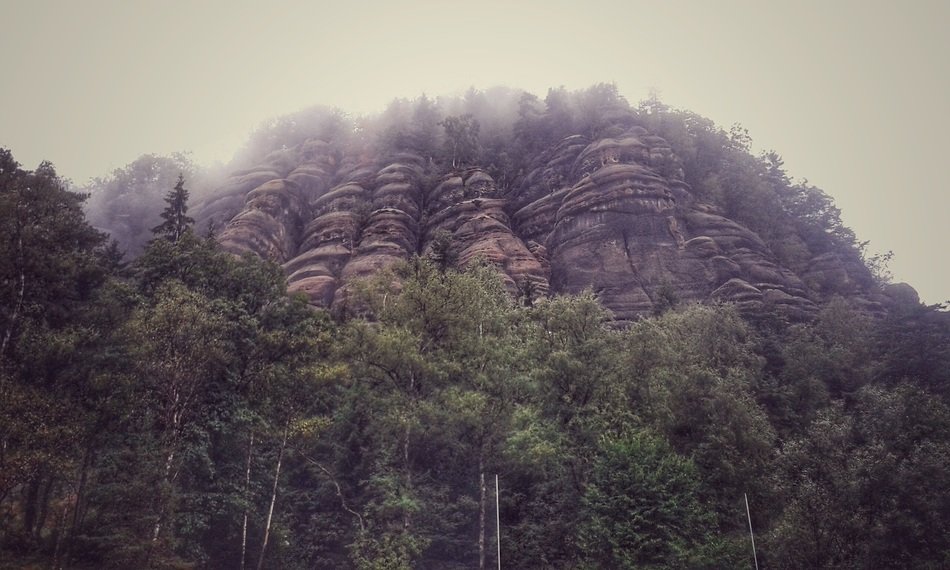 landscape of unusual mountains and forest in saxony
