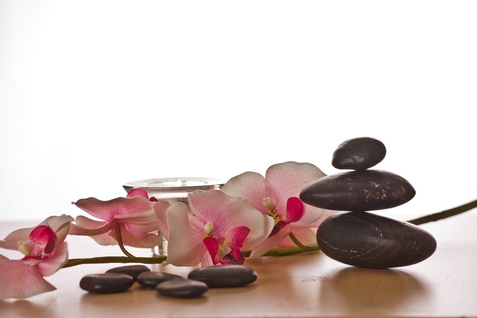arrangement of the flower and stone