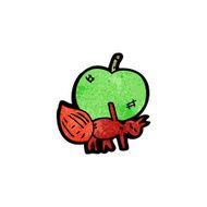 ant carrying apple cartoon N2