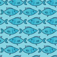 Blue fish seamless pattern
