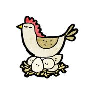 cartoon chicken on nest of eggs N2
