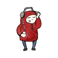 Cartoon Man Listening To Music N5