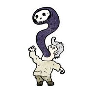 cartoon man exorcising demon N2