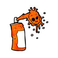 cartoon graffiti skull spray can N13