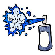 cartoon graffiti skull spray can N14