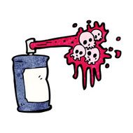 cartoon graffiti skull spray can N15