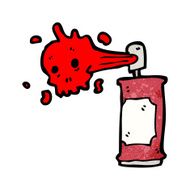 cartoon graffiti skull spray can N17