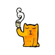 cartoon little cat with tea cup N2