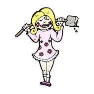 cartoon cheerful gardening girl N2