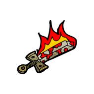 cartoon flaming sword N21