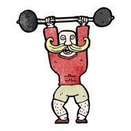cartoon circus strong man lifting weights N2