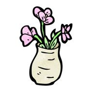 flowers in vase cartoon N2