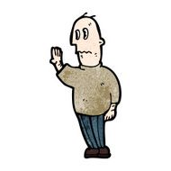 cartoon man looking at hand N2