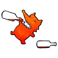 cartoon fox drinking wine N2