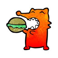 cartoon fox eating burger N2