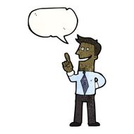 cartoon businessman explaining great idea