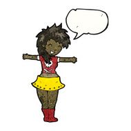 cartoon rock woman with speech bubble