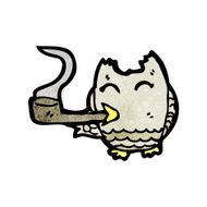 cartoon owl smoking pipe N2