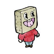 cartoon man with bag on head N7