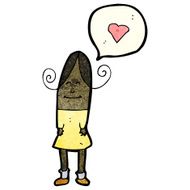 cartoon woman with love heart N21