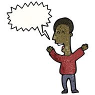 enthusiastic man with speech bubble cartoon