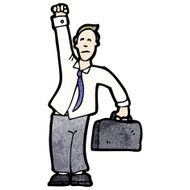 cartoon businessman punching air N3