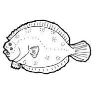cartoon black and white fish drawing N3