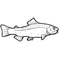 cartoon black and white fish drawing N7