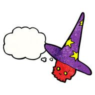 cartoon wizard skull with thought bubble N2
