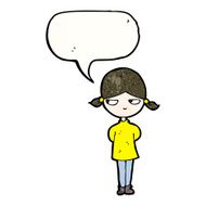 cartoon annoyed girl with speech bubble N26
