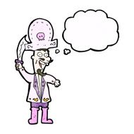 cartoon pink pirate with thought bubble N2