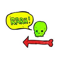 cartoon pointing skull and bones symbol N4