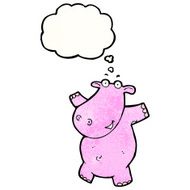 cartoon hippo with thought bubble N3