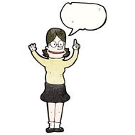 Cartoon Clever Woman With Speech Bubble N3