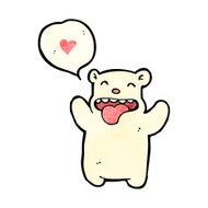 cartoon little polar bear in love