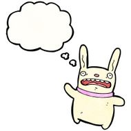 cartoon crazy rabbit with thought bubble N2