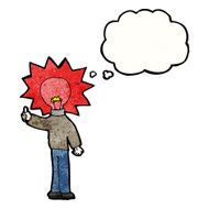 cartoon red light bulb head man N7