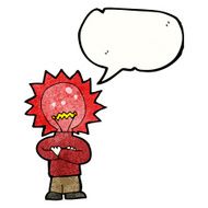 cartoon red light bulb head man N8