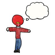 cartoon red light bulb head man N12