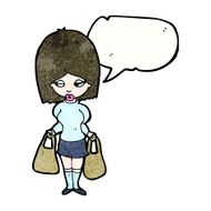 cartoon woman with shopping bags N8