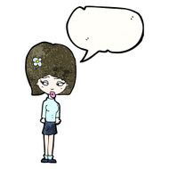 cartoon girl with flower in hair N2
